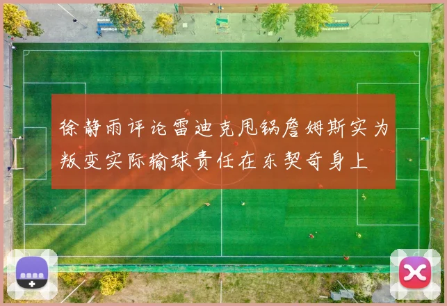 徐静雨评论雷迪克甩锅詹姆斯实为叛变实际输球责任在东契奇身上